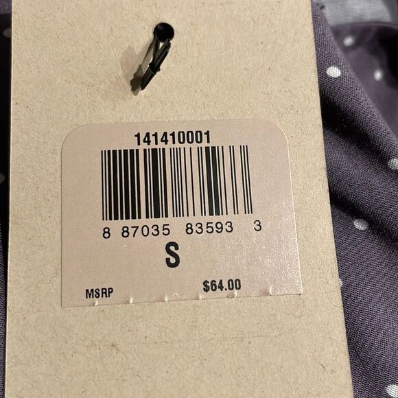 LEVIS lavender dress w/ white polka dots, lightweight w/ Button Closure, Size S - Picture 10 of 10